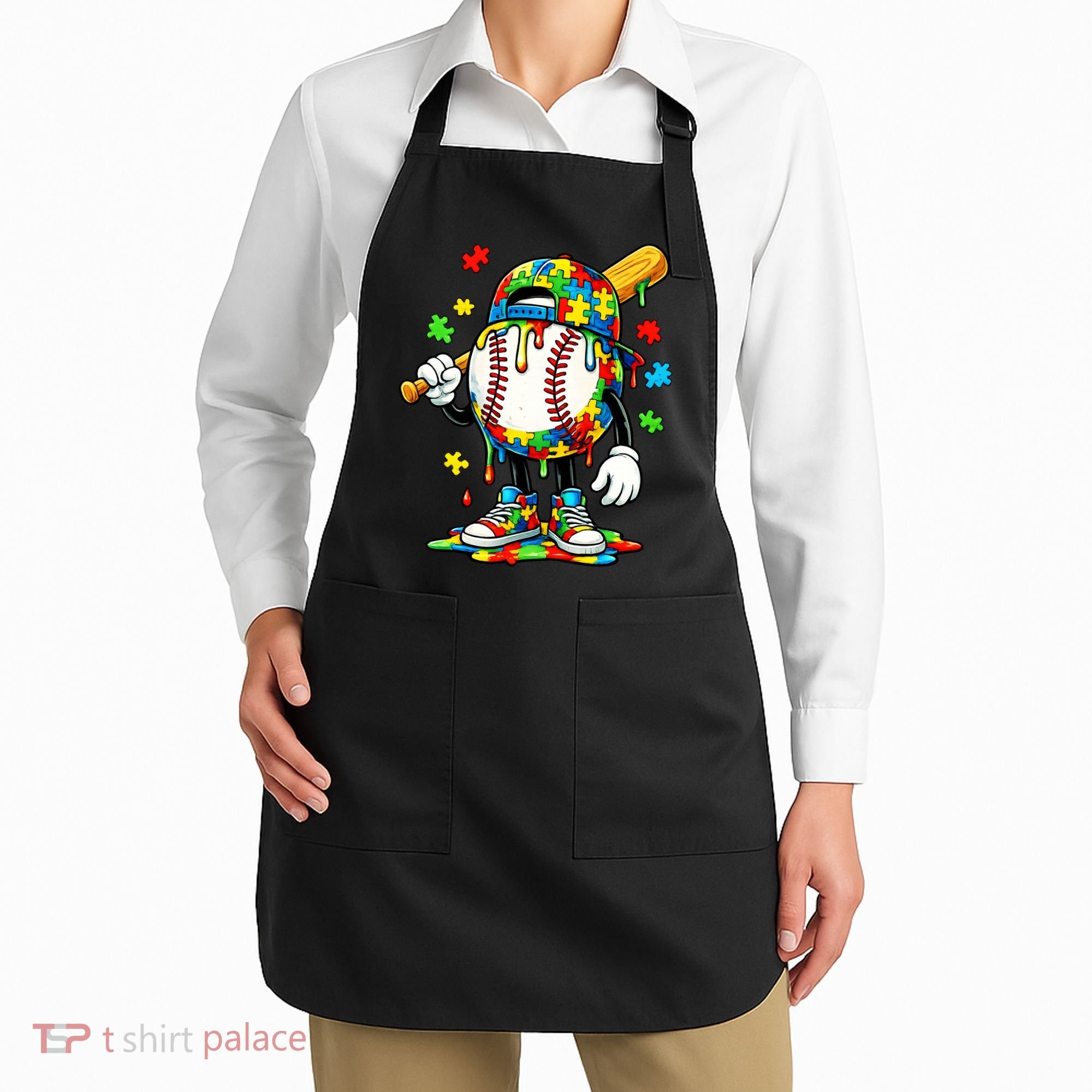 Baseball Drip Ice Cream Autism Awareness Apron