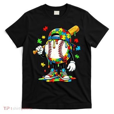 Baseball Drip Ice Cream Autism Awareness T-Shirt