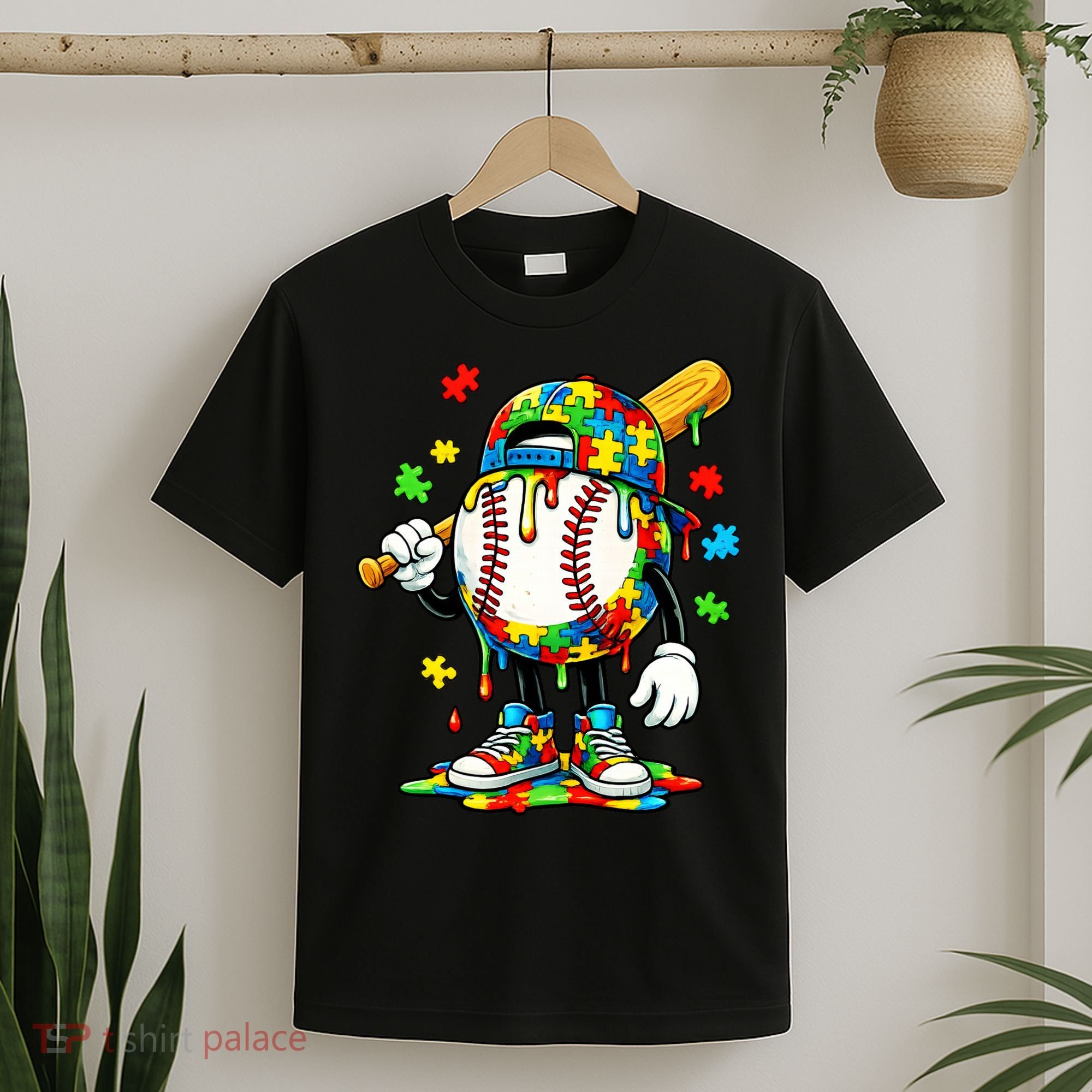 Baseball Drip Ice Cream Autism Awareness T-Shirt