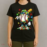 Baseball Drip Ice Cream Autism Awareness T-Shirt thumb 4