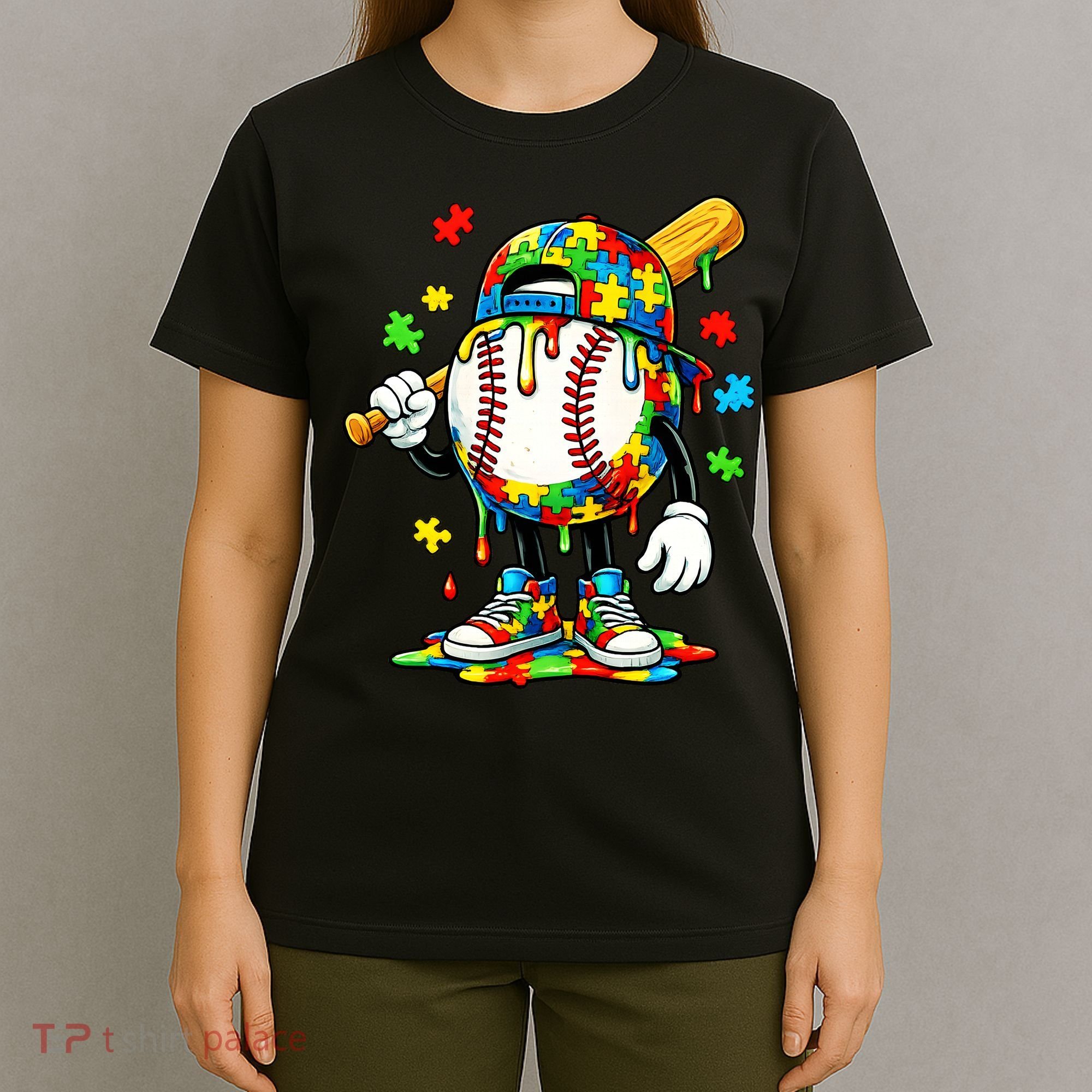 Baseball Drip Ice Cream Autism Awareness T-Shirt