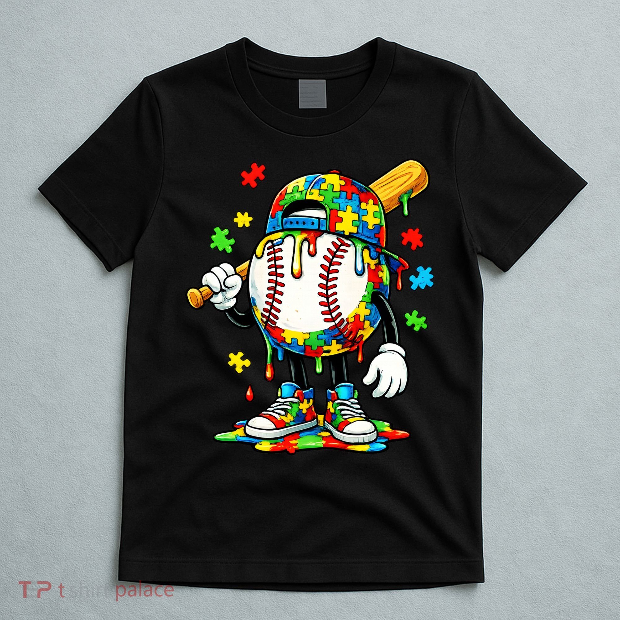 Baseball Drip Ice Cream Autism Awareness T-Shirt
