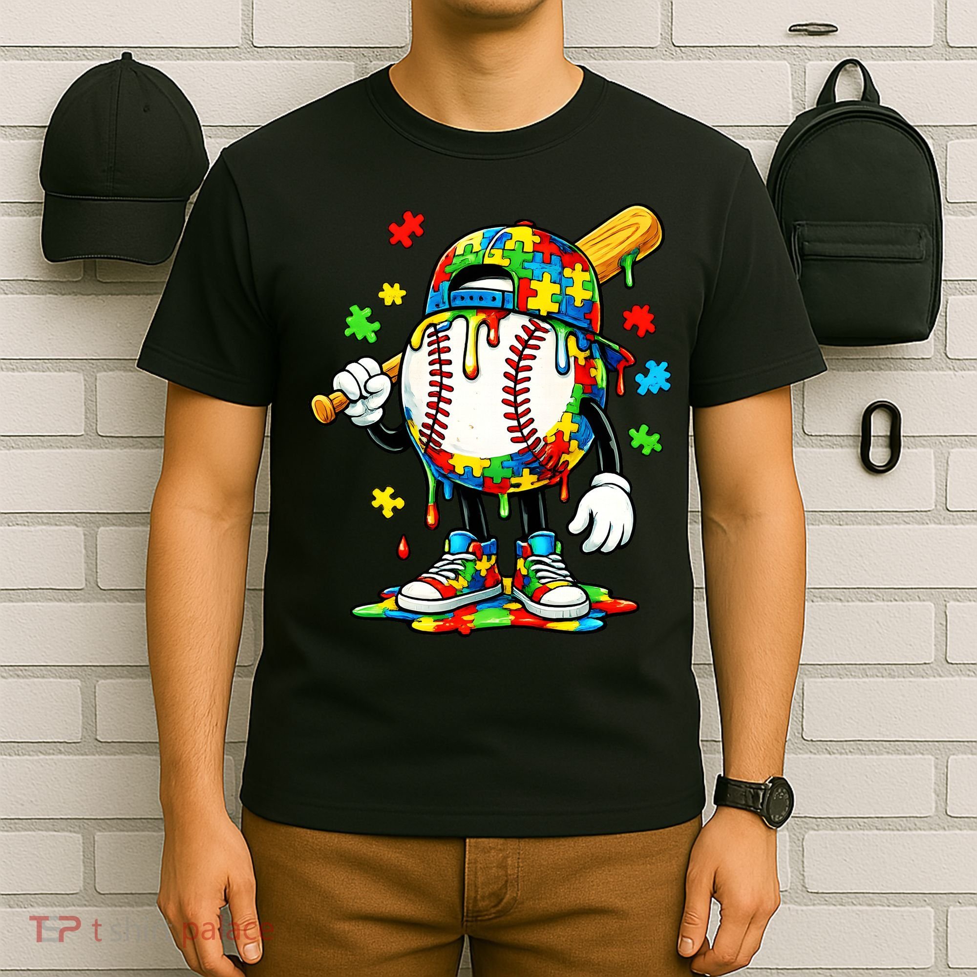 Baseball Drip Ice Cream Autism Awareness T-Shirt