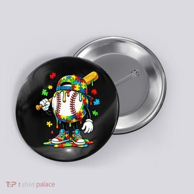 Baseball Drip Ice Cream Autism Awareness Button
