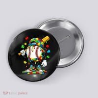 Baseball Drip Ice Cream Autism Awareness Button thumb 0
