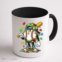 Baseball Drip Ice Cream Autism Awareness Coffee Mug thumb 1