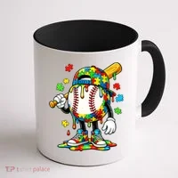 Baseball Drip Ice Cream Autism Awareness Coffee Mug thumb 1