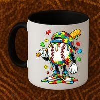 Baseball Drip Ice Cream Autism Awareness Coffee Mug thumb 2