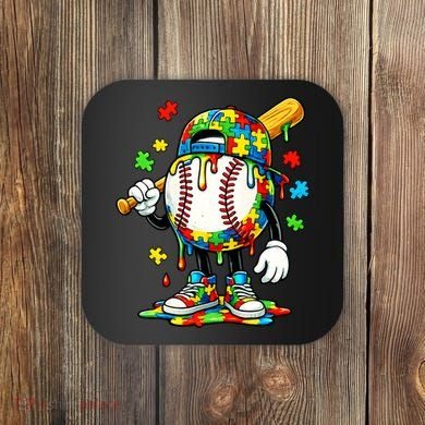 Baseball Drip Ice Cream Autism Awareness Coaster