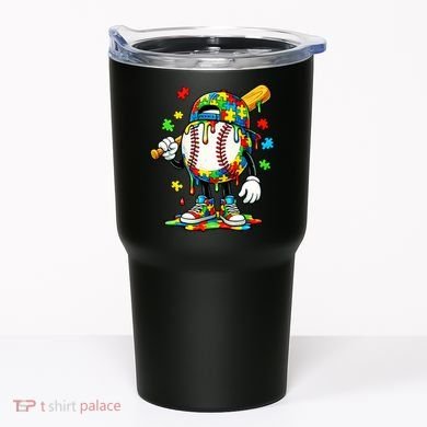 Baseball Drip Ice Cream Autism Awareness Tumbler