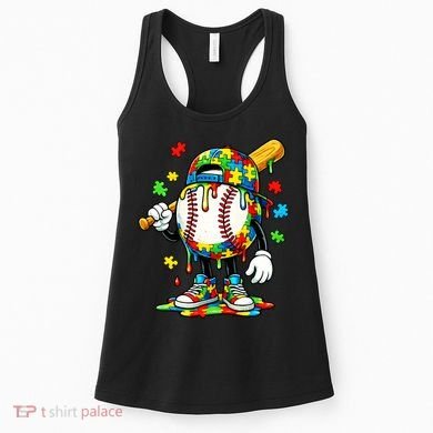 Baseball Drip Ice Cream Autism Awareness Women's Tank Top