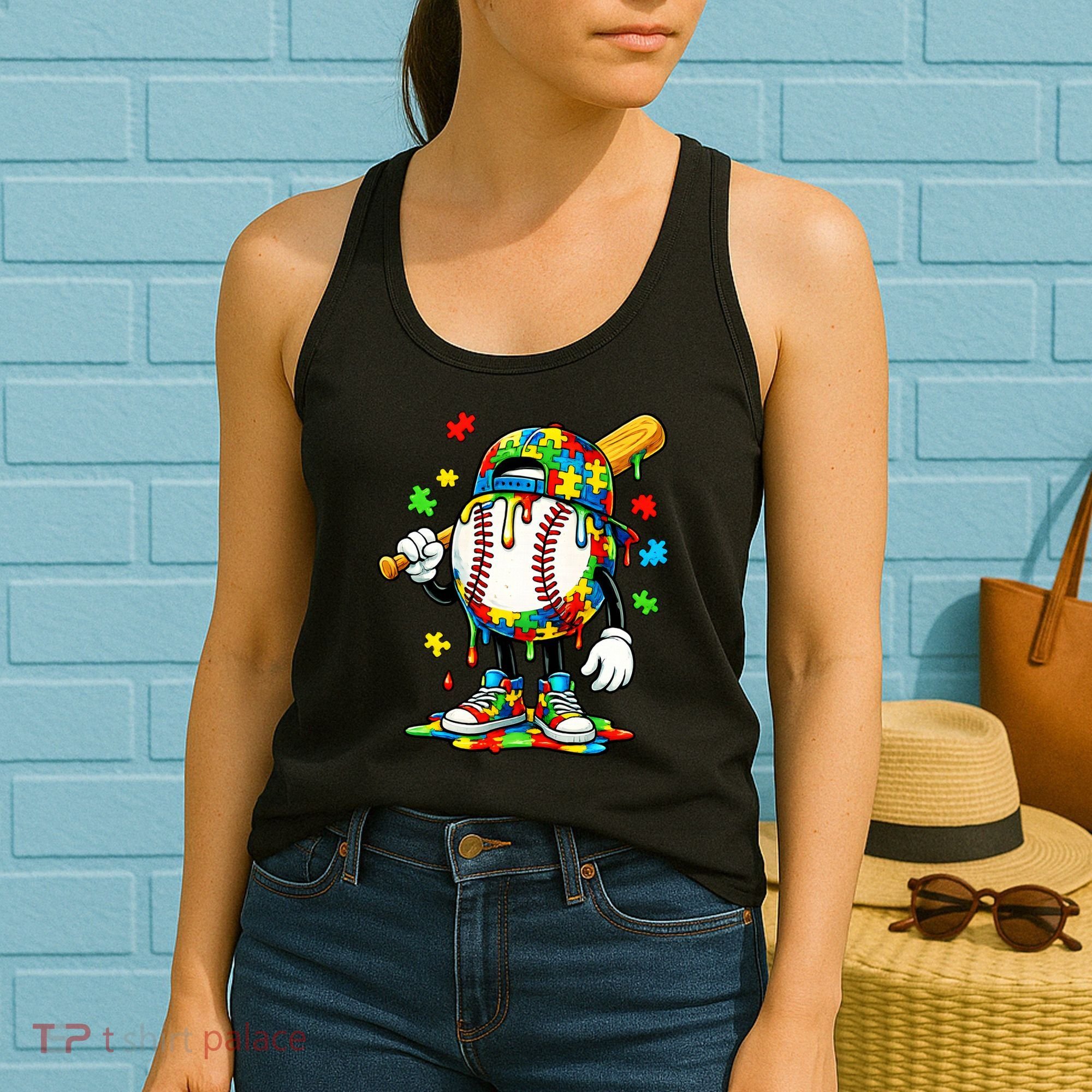 Baseball Drip Ice Cream Autism Awareness Women's Tank Top