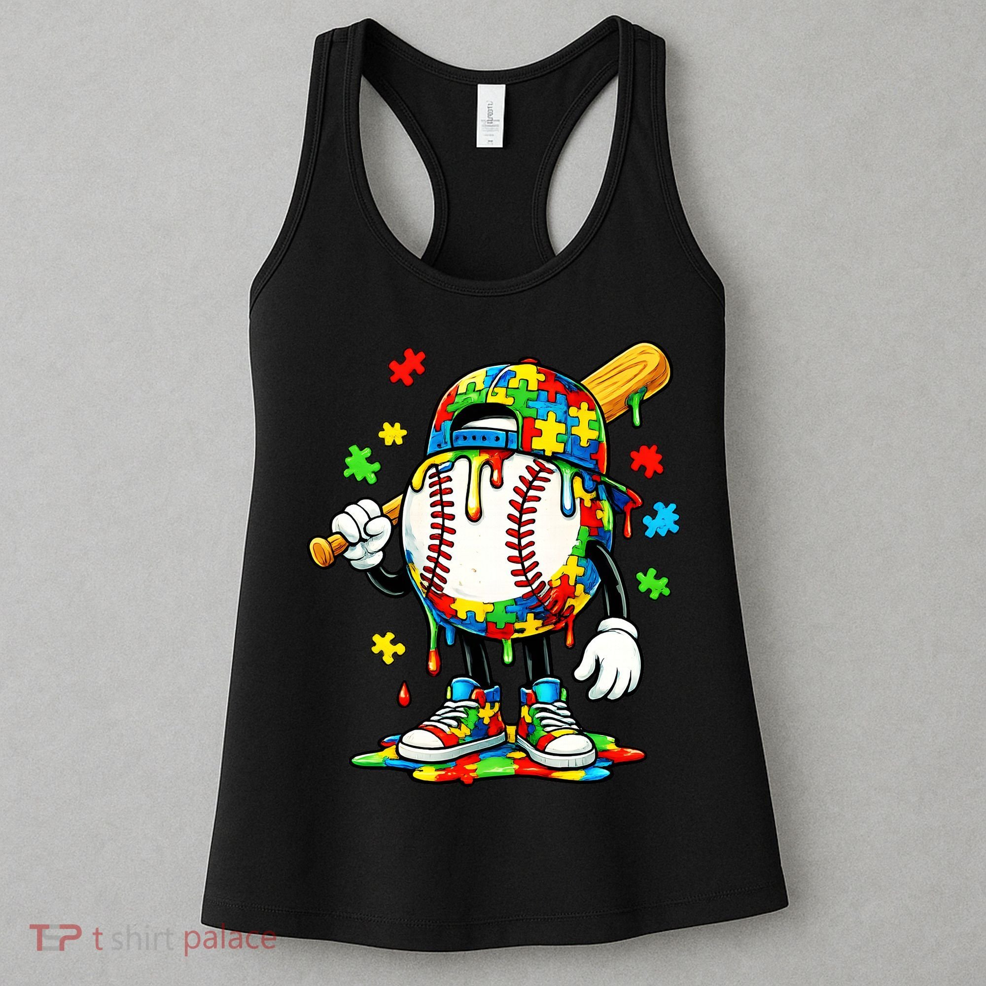 Baseball Drip Ice Cream Autism Awareness Women's Tank Top