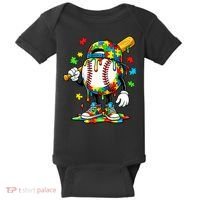 Baseball Drip Ice Cream Autism Awareness Baby Bodysuit thumb 0