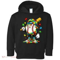 Baseball Drip Ice Cream Autism Awareness Toddler Hoodie thumb 0