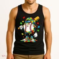 Baseball Drip Ice Cream Autism Awareness Tank Top thumb 3