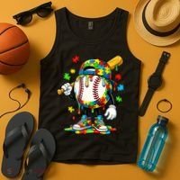 Baseball Drip Ice Cream Autism Awareness Tank Top thumb 4