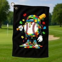 Baseball Drip Ice Cream Autism Awareness Golf Towel thumb 1