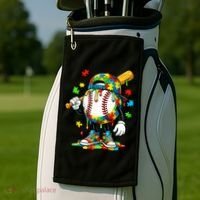 Baseball Drip Ice Cream Autism Awareness Golf Towel thumb 2