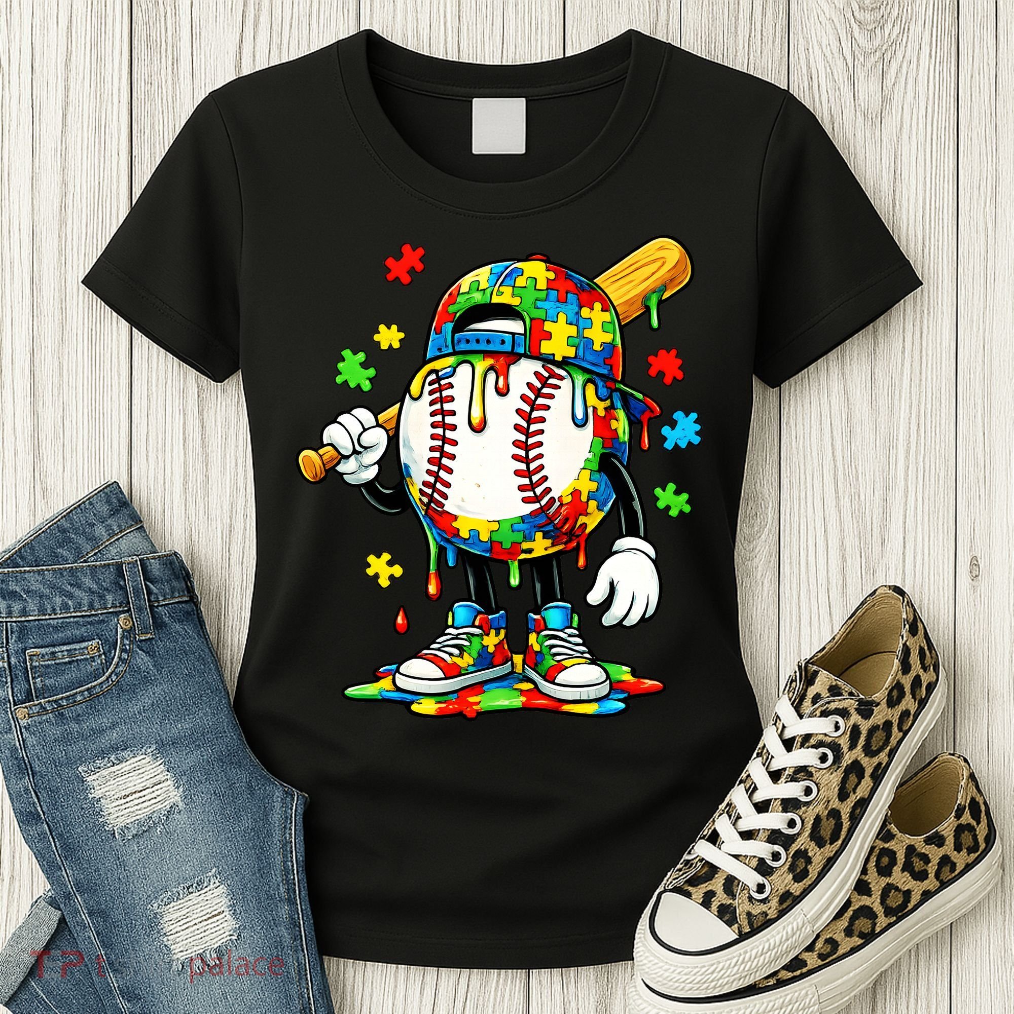 Baseball Drip Ice Cream Autism Awareness Women's T-Shirt