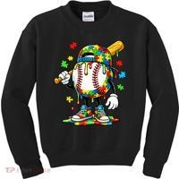 Baseball Drip Ice Cream Autism Awareness Kids Sweatshirt thumb 0
