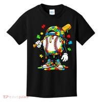 Baseball Drip Ice Cream Autism Awareness Kids T-Shirt thumb 0
