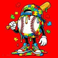 Baseball Drip Ice Cream Autism Awareness Santa Hat thumb 1
