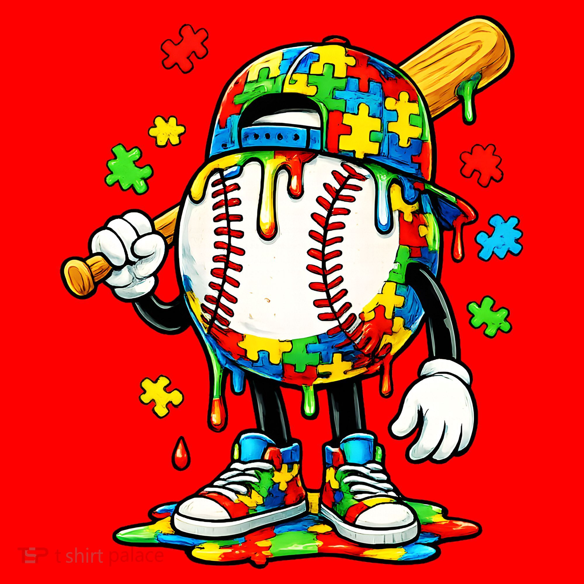 Baseball Drip Ice Cream Autism Awareness Santa Hat