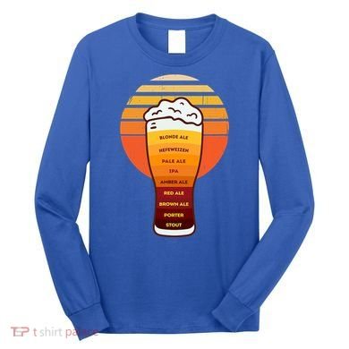 Beer Diversity In A Beer Glass With Foam Retro Beer Types Long Sleeve Shirt