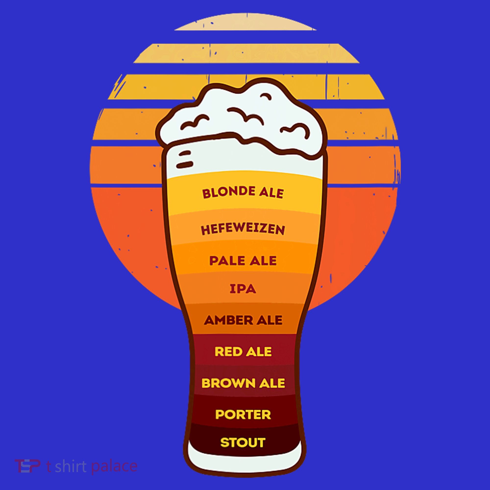 Beer Diversity In A Beer Glass With Foam Retro Beer Types T-Shirt