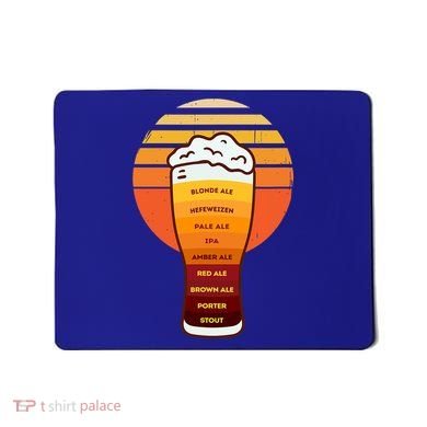 Beer Diversity In A Beer Glass With Foam Retro Beer Types Mousepad
