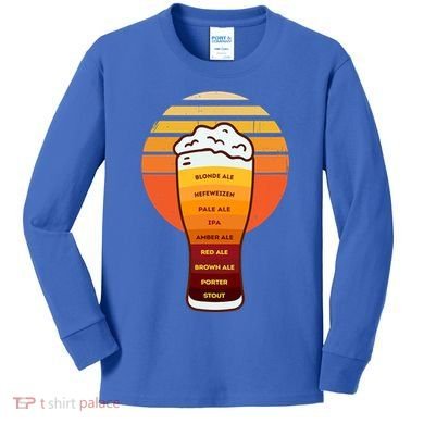 Beer Diversity In A Beer Glass With Foam Retro Beer Types Kids Long Sleeve Shirt