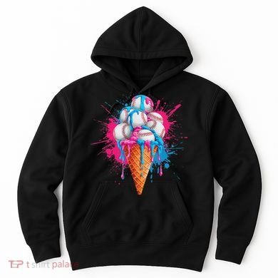 Baseball Drip Ice Cream Sports Lover Ice Cream Cone Hoodie