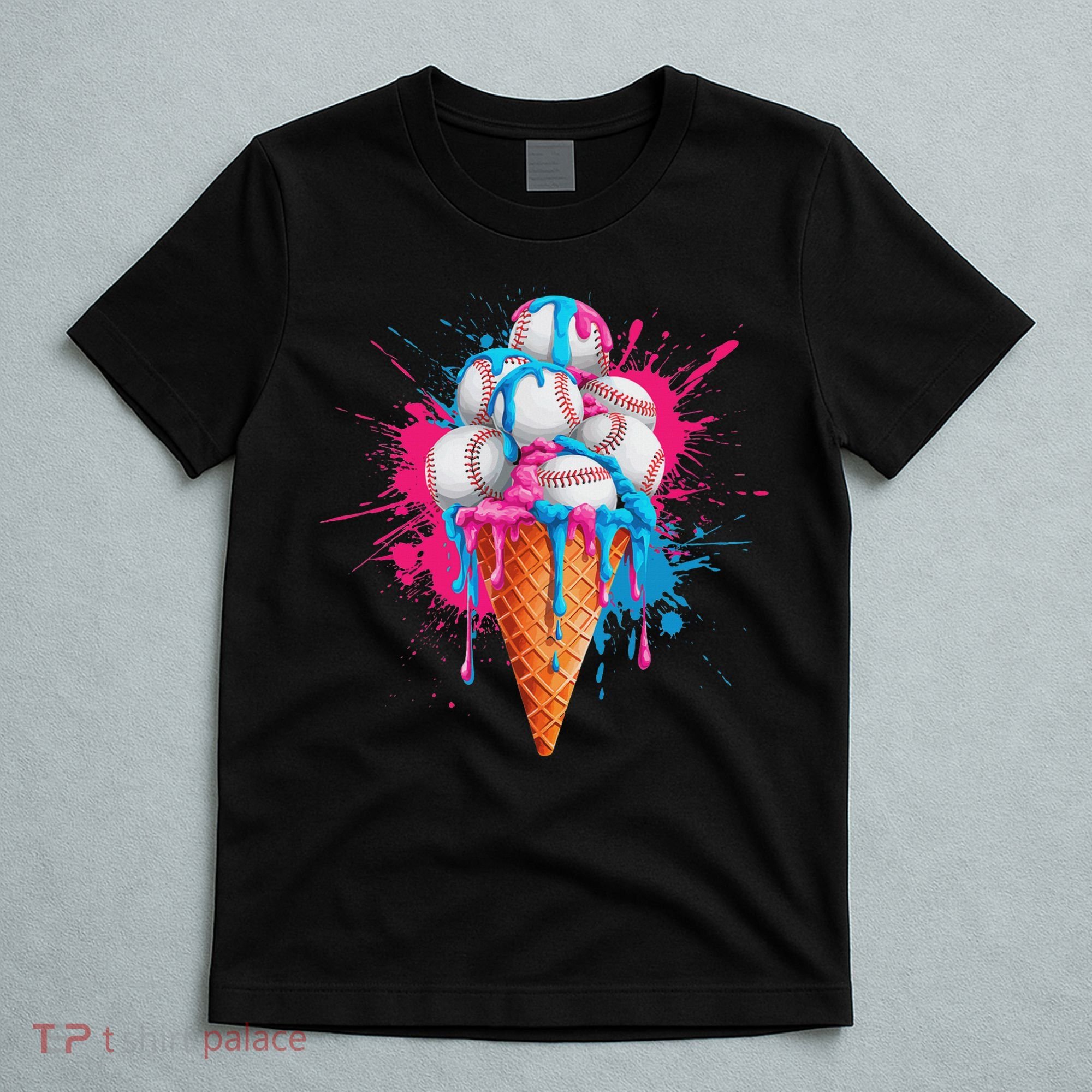 Baseball Drip Ice Cream Sports Lover Ice Cream Cone T-Shirt