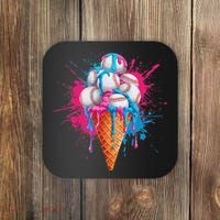 Baseball Drip Ice Cream Sports Lover Ice Cream Cone Coaster thumb 0