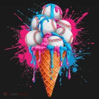 Baseball Drip Ice Cream Sports Lover Ice Cream Cone Polo thumb 3