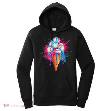 Baseball Drip Ice Cream Sports Lover Ice Cream Cone Women's Hoodie