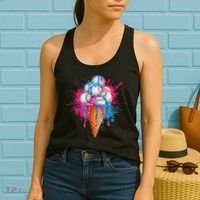 Baseball Drip Ice Cream Sports Lover Ice Cream Cone Women's Tank Top thumb 2
