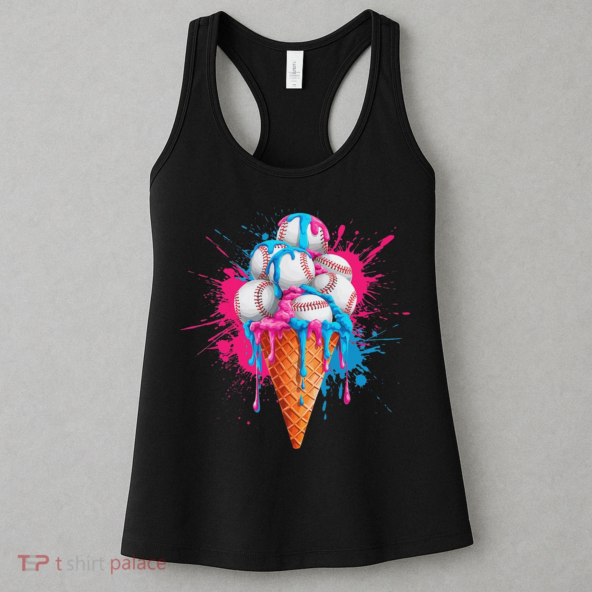 Baseball Drip Ice Cream Sports Lover Ice Cream Cone Women's Tank Top
