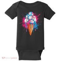 Baseball Drip Ice Cream Sports Lover Ice Cream Cone Baby Bodysuit thumb 0
