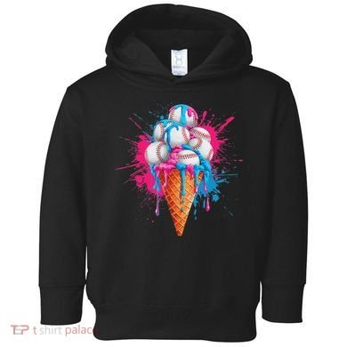 Baseball Drip Ice Cream Sports Lover Ice Cream Cone Toddler Hoodie