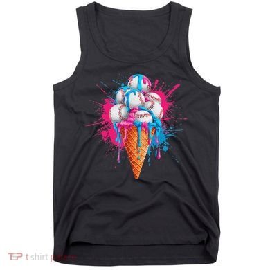 Baseball Drip Ice Cream Sports Lover Ice Cream Cone Tank Top