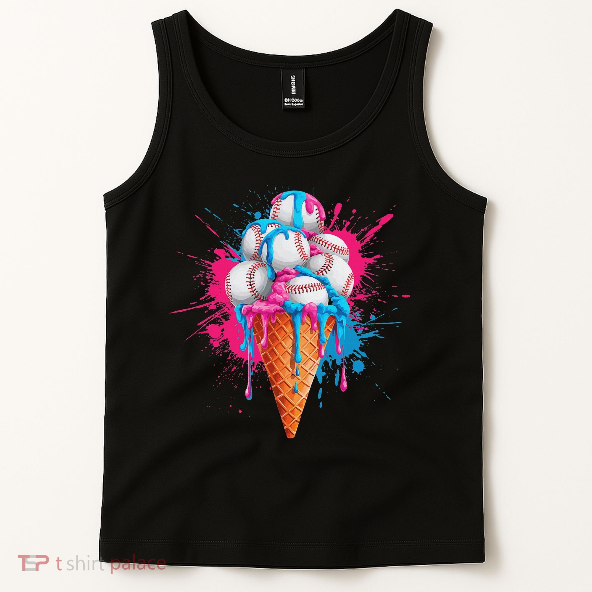 Baseball Drip Ice Cream Sports Lover Ice Cream Cone Tank Top