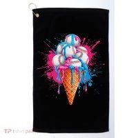 Baseball Drip Ice Cream Sports Lover Ice Cream Cone Golf Towel thumb 0