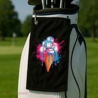 Baseball Drip Ice Cream Sports Lover Ice Cream Cone Golf Towel thumb 2