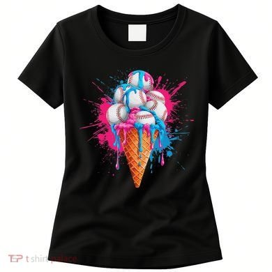 Baseball Drip Ice Cream Sports Lover Ice Cream Cone Women's T-Shirt