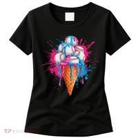 Baseball Drip Ice Cream Sports Lover Ice Cream Cone Women's T-Shirt thumb 0