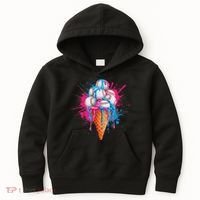 Baseball Drip Ice Cream Sports Lover Ice Cream Cone Kids Hoodie thumb 0