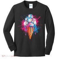 Baseball Drip Ice Cream Sports Lover Ice Cream Cone Kids Long Sleeve Shirt thumb 0