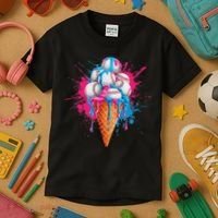 Baseball Drip Ice Cream Sports Lover Ice Cream Cone Kids T-Shirt thumb 3